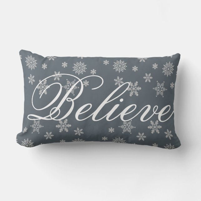 Snowflake Believe Holiday Kussen (Voorkant)