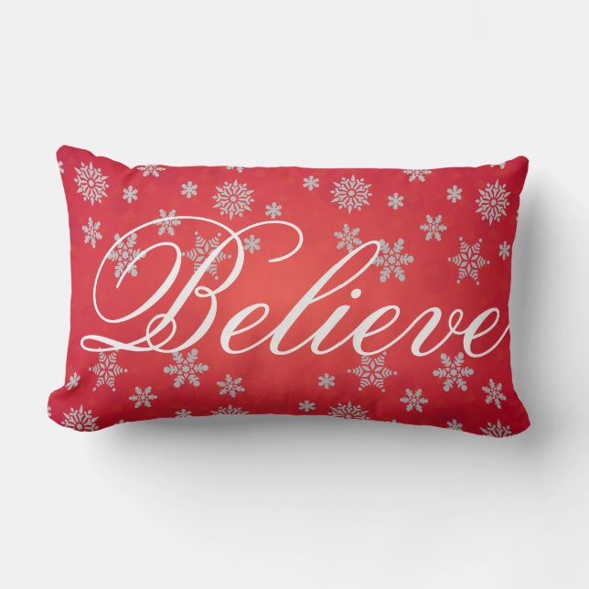 Snowflake Believe Holiday Kussen (Voorkant)
