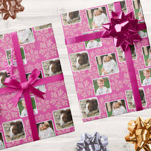 Snowflake Berry Bling 3 Foto Collage Kerstmis Cadeaupapier