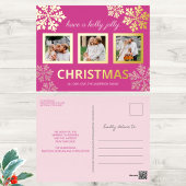 Snowflake Berry Bling 3 Foto Kerst Goud Folie Feestdagen Briefkaart