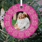 Snowflake Berry Bling Chic 2 Foto Dubbelzijdig Metalen Ornament