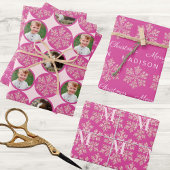 Snowflake Berry Bling Classic 2 Foto Kerstmis Inpakpapier Vel