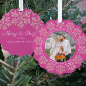 Snowflake Berry Bling Elegant Foto Kerst Ornament Kaart