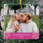 Snowflake Berry Bling Trendy 2 Foto Kerstmis Keramisch Ornament