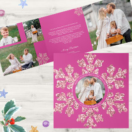 Snowflake Berry Bling Unieke 7 Pic Multi Foto Drieluik Wenskaart