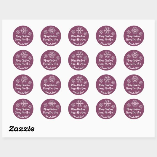 Snowflake Berry roze Ronde Sticker (Vel)