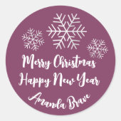 Snowflake Berry roze Ronde Sticker (Voorkant)