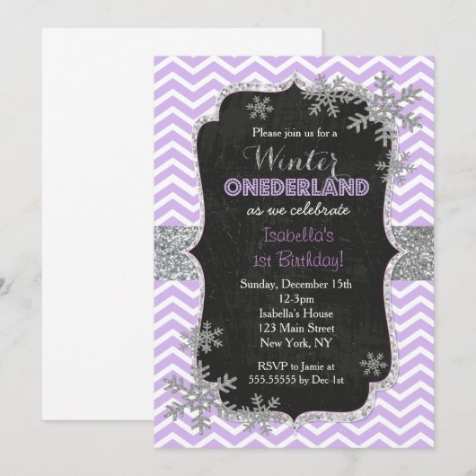 Snowflake Birthday-uitnodigingen Kaart (Voorkant / Achterkant)