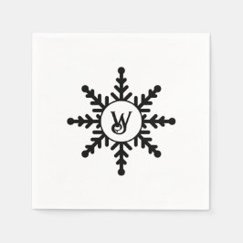 Snowflake Black en White Monogrammed Kerstmis Servet