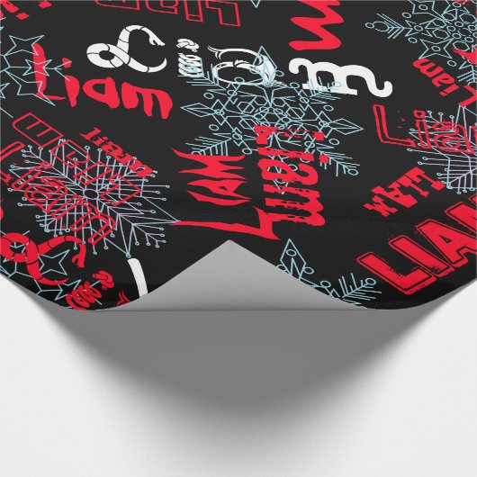 Snowflake Black Gift Wrap Naam wijzigen Rood, wit Cadeaupapier (Hoek)