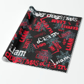 Snowflake Black Gift Wrap Naam wijzigen Rood, wit Cadeaupapier (Uitgerold)