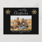 Snowflake Black-kersttijdserie Foto Feestdagenkaart (Voorkant)