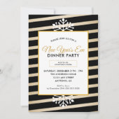 Snowflake | Black Stripes oudejaarsavond feest Kaart (Voorkant)
