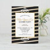 Snowflake | Black Stripes oudejaarsavond feest Kaart (Staand voorkant)