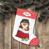 Snowflake Black Tan Pomeranian Gift Surprise Grote Kerstsok