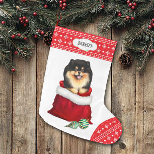 Snowflake Black Tan Pomeranian Gift Surprise Grote Kerstsok