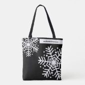 Snowflake Black & White Bedrijfsnaam Website Tote Bag (Achterkant)