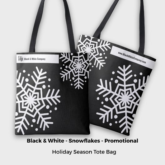 Snowflake Black & White Bedrijfsnaam Website Tote Bag