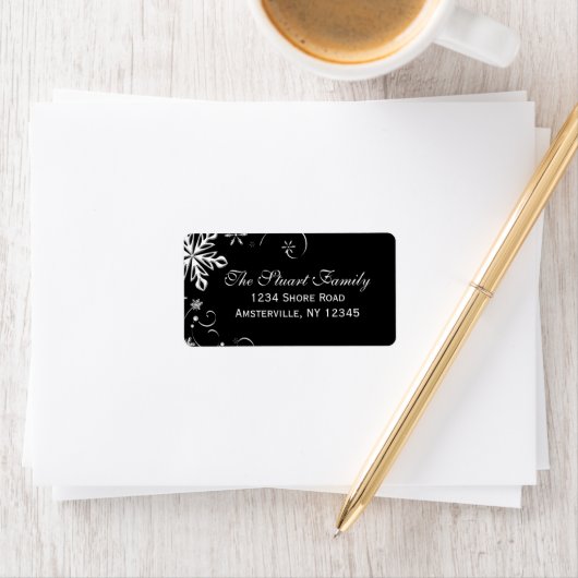 Snowflake Blackout-adreslabel Etiket (Insitu)