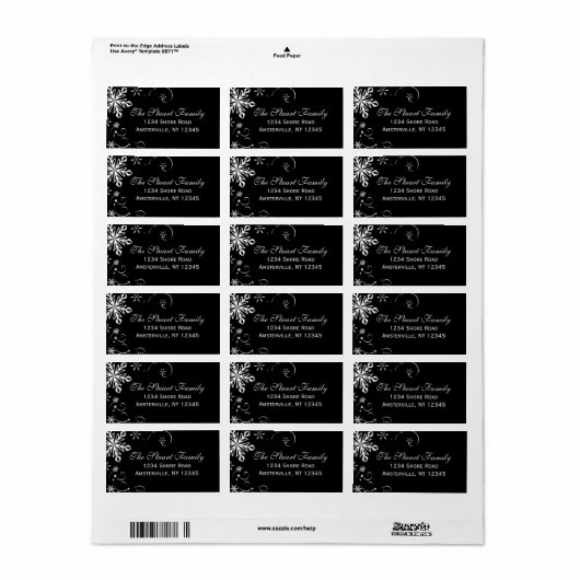Snowflake Blackout-adreslabel Etiket (Full Sheet)