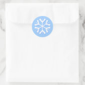 Snowflake, blauw ronde sticker (Tas)