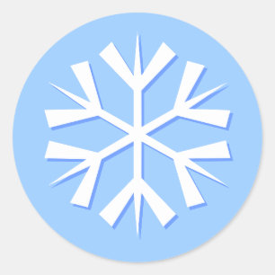 Snowflake, blauw ronde sticker
