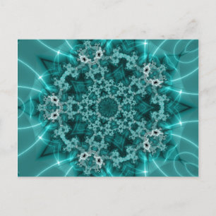 Snowflake   Blauwe en witte fractale kunst Briefkaart