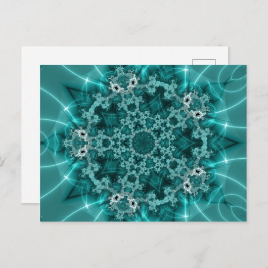 Snowflake | Blauwe en witte fractale kunst Briefkaart (Voorkant / Achterkant)