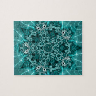 Snowflake   Blauwe en witte fractale kunst Legpuzzel