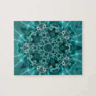 Snowflake | Blauwe en witte fractale kunst Legpuzzel