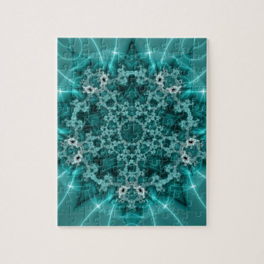 Snowflake | Blauwe en witte fractale kunst Legpuzzel (Verticaal)