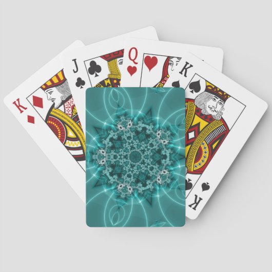 Snowflake | Blauwe en witte fractale kunst Pokerkaarten (Achterkant)
