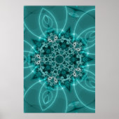 Snowflake | Blauwe en witte fractale kunst Poster (Voorkant)