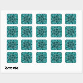 Snowflake | Blauwe en witte fractale kunst Vierkante Sticker (Vel)