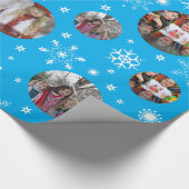 Snowflake blauwe foto kerstfoto cadeaupapier (Hoek)