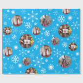 Snowflake blauwe foto kerstfoto cadeaupapier (Vlak)