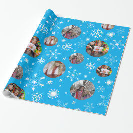 Snowflake blauwe foto kerstfoto cadeaupapier