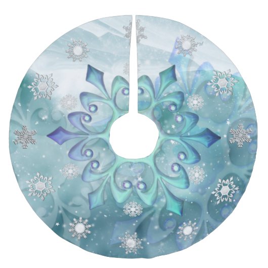 Snowflake Blauwgroen blauwe boomrok Kerstboom Rok (Voorkant)