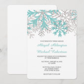 Snowflake Blauwgroen Blue Silver Winter Wedding In Kaart (Voorkant / Achterkant)