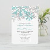 Snowflake Blauwgroen Blue Silver Winter Wedding In Kaart (Staand voorkant)