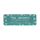 Snowflake Blauwgroen Return Address Label (Voorkant)