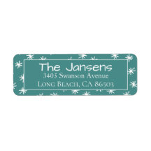 Snowflake Blauwgroen Return Address Label
