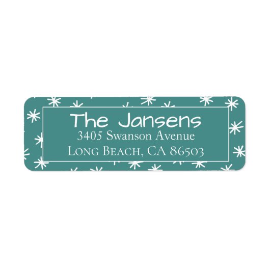 Snowflake Blauwgroen Return Address Label (Voorkant)