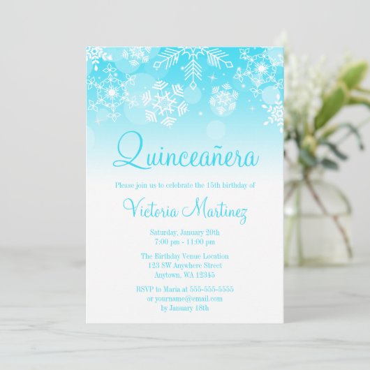 Snowflake Blauwgroen White Winter Wonderland Quinc Kaart (Staand voorkant)