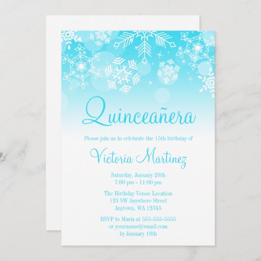 Snowflake Blauwgroen White Winter Wonderland Quinc Kaart (Voorkant / Achterkant)