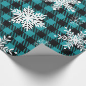 Snowflake Blauwgroen zwart geplakt omslagpapier Cadeaupapier (Hoek)