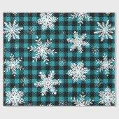 Snowflake Blauwgroen zwart geplakt omslagpapier Cadeaupapier (Vlak)