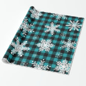 Snowflake Blauwgroen zwart geplakt omslagpapier Cadeaupapier (Uitgerold)