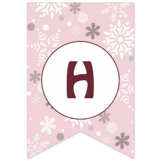 Snowflake Bleek Roze Happy Birthday Vlaggetjes (Tweede vlag)