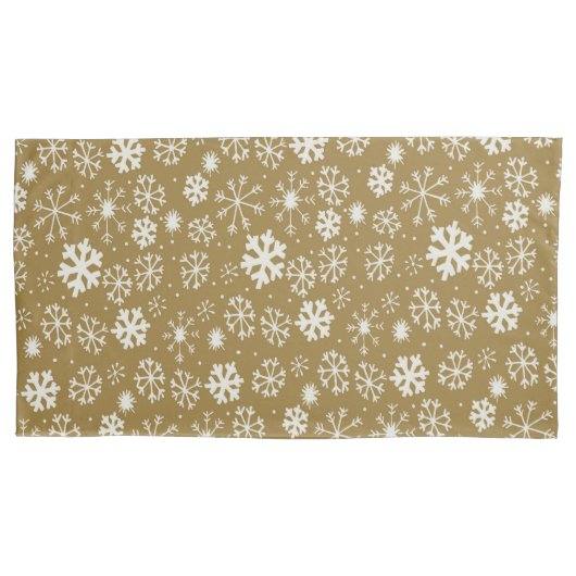 Snowflake Blizzard met Golden Background Kussensloop (Voorkant-Links)